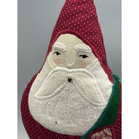 handmade vintage plush Christmas Santa figurine decor red bag 1989 13.5" READ - Picture 2 of 10
